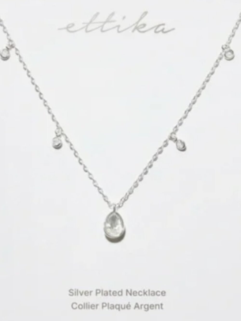 Ettika Dripping Crystals Drop Necklace - Silver - NWT